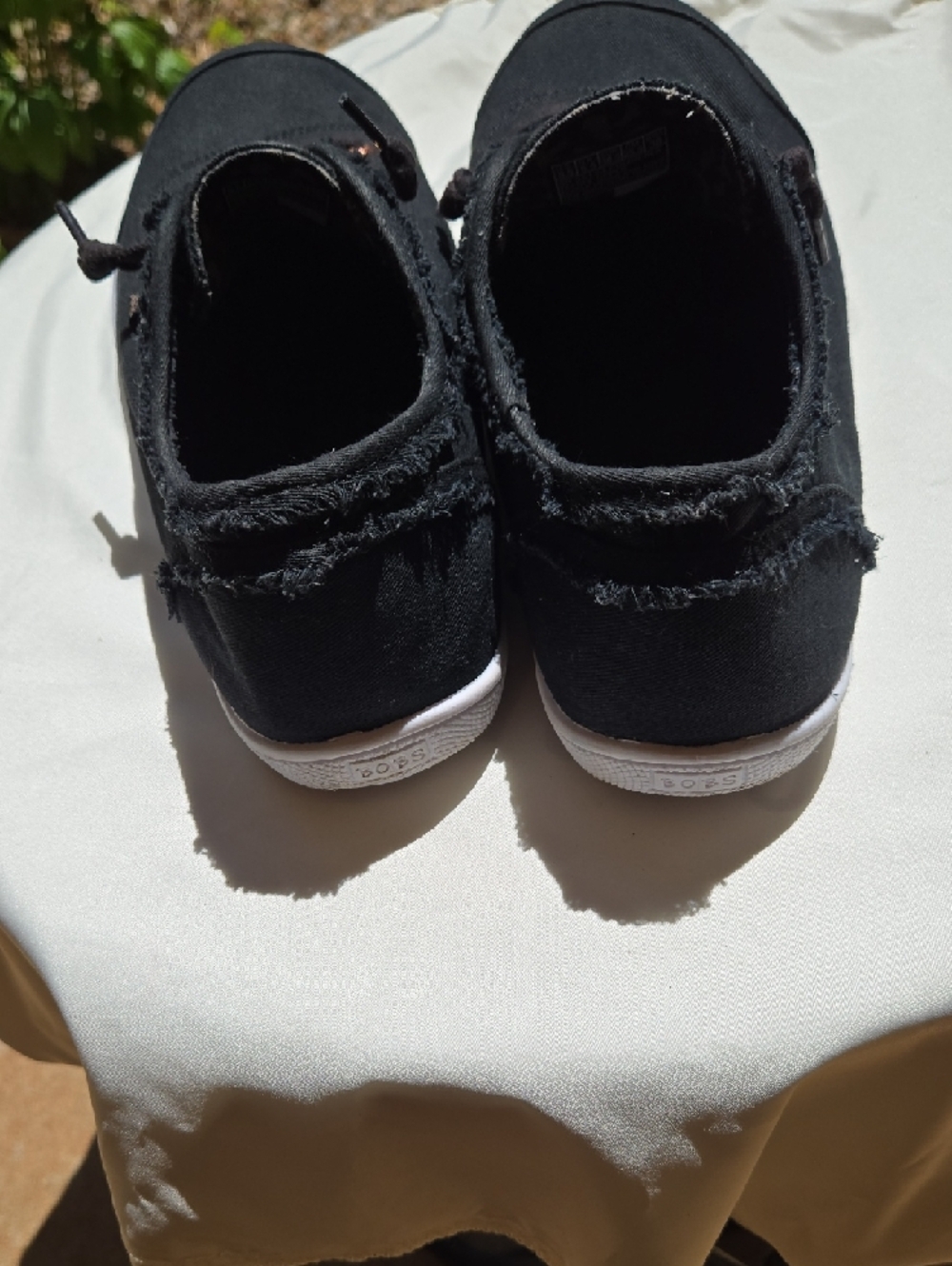 BOBS from Skechers Women's Black Canvas Lace-Up Sneakers with White Soles - Picture 5 of 7